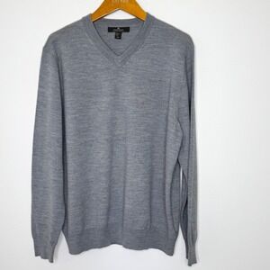 Daniel‎ Bishop V Neck merino wool sweater Mens gray XL